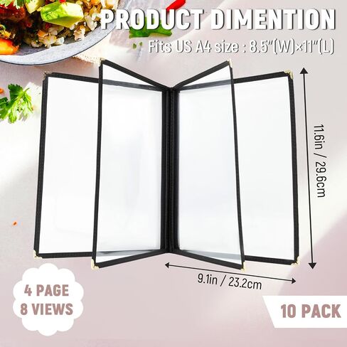 Menu Holder 10 Pack Restaurant Menu Covers Menu Covers 8.5 x 11 Inch Menu Cover Clear Viewing Surface Menu Holders for Restaurant, Bar, Cafe (1 Page 2 View) in Saudi Arabia