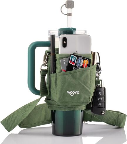Water Bottle Carrier Bag with Strap for Stanley Cup Accessories 40oz, Elastic Phone Pocket Anti-Pilling Velcro, Insulated Water Bottle Holder Pouch with Strap for Stanley 40 oz Tumbler in Saudi Arabia