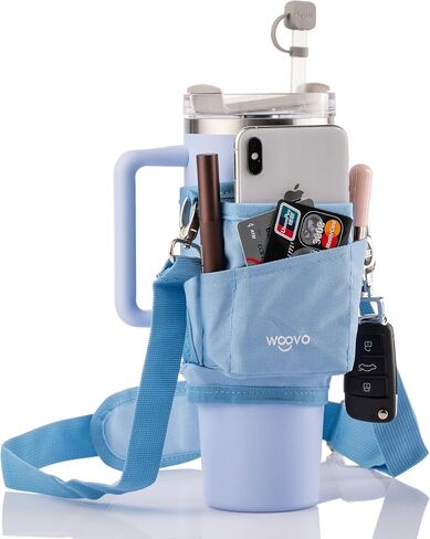 Water Bottle Carrier Bag with Strap for Stanley Cup Accessories 40oz, Elastic Phone Pocket Anti-Pilling Velcro, Insulated Water Bottle Holder Pouch with Strap for Stanley 40 oz Tumbler in Saudi Arabia
