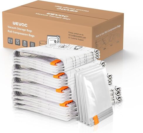 [2024 NEW] 30 Pack Vacuum Storage Bag (5 Jumbo/5 Large/5 Medium/5 Small/10 Roll) | Electric Pump | Space Saver | Rapid Vacuum | Double Zip | Clip Stopper | Clothes, Blanket Compression and Travelling in Saudi Arabia