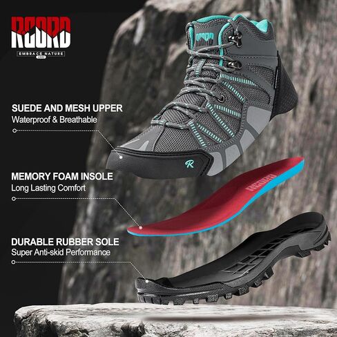 R CORD أحذية التنزه النسائية مقاومة للماء مريحة ومضادة للانزلاق أحذية التنزه النسائية خفيفة الوزن أحذية الرحلات والتخييم في الهواء الطلق in Kuwait