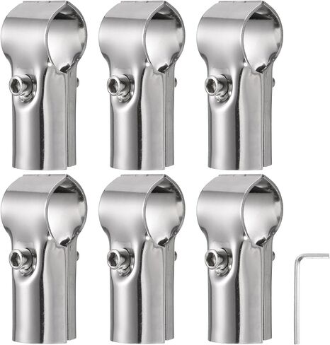 uxcell 4Pcs 180 Degree Structural Pipe Connectors 2 Way End Rails Clamp with Wrench Stainless Steel Corner Pipe Fittings for DIY Shelf Garden Support 1" Fit Pipe Dia, Silvery in Saudi Arabia