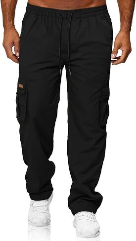 Men's Casual Cargo Sweatpants Waist Drawstring Joggers Hiking Tactical Pants for Men with Pockets in Saudi Arabia
