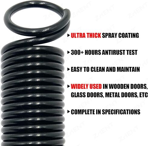 Pair of 180 lbs Heavy Duty Garage Door Extension Springs Stretch Spring,High Precision Electrophoresis Black Coated for Corrosion Resistance,MIN 18000 Cycles for 7ft Garage Door Springs Replacement in Kuwait