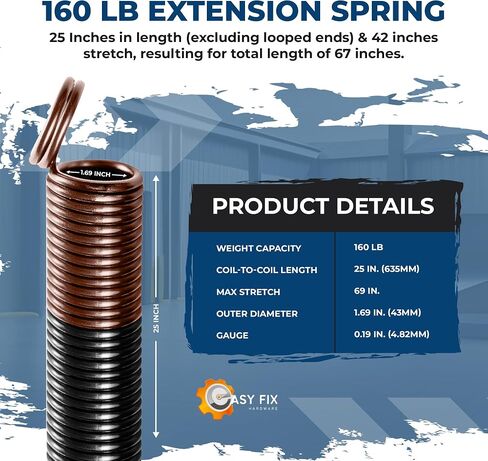 110 lb. Heavy-Duty Double-Looped Garage Door Extension Spring (2-Pack) - White | Springs for Overhead Garage Door Hardware Repair | Minimum 30,000 Cycles for 7' Feet Garage Door in Saudi Arabia