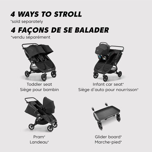 عربة أطفال فردية Baby Jogger City Mini GT2، سلسلة صديقة للبيئة، ضباب أردوازي، استخدام في أربعة اتجاهات مع محولات مقعد السيارة للرضع متضمنة in Saudi Arabia