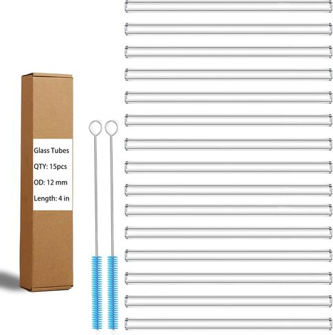 Borosilicate Glass Tubes for Glass Blowing: Glass Tubing 12mm Glass Blowing Tubes 6 inch Short Glass Straws Shatter Resistant Clear Glass Pipe in Kuwait