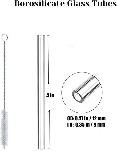 Borosilicate Glass Tubes for Glass Blowing: Glass Tubing 12mm Glass Blowing Tubes 6 inch Short Glass Straws Shatter Resistant Clear Glass Pipe in Kuwait