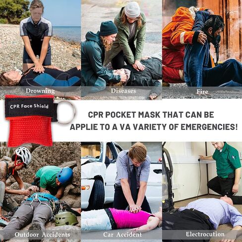 25 عبوة من سلسلة مفاتيح قناع الجيب CPR، درع الوجه CPR مع حاجز التنفس بصمام أحادي الاتجاه للإسعافات الأولية أو تدريب ADE in Saudi Arabia