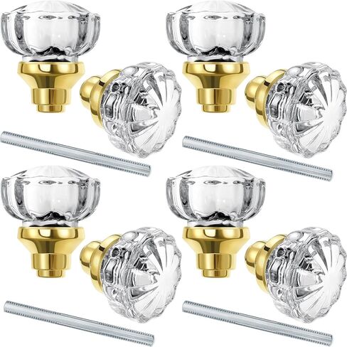 Amylove Glass Door Knobs Mortise Style Fluted Crystal Door Knobs Antique Door Knobs with Spindle Antique Doorknobs for Interior Doors(Bronze, 4 Set) in Saudi Arabia