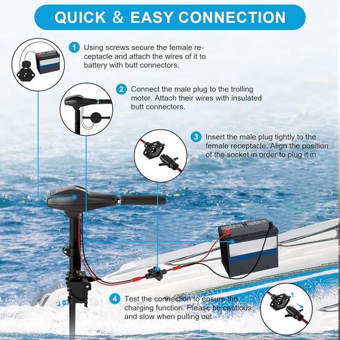 مجموعة قابس ومقبس محرك التصيد من BetyBedy، مجموعة مقابس محرك التصيد 12 فولت 8 قياسات، مقبس توصيل سريع لمحرك التصيد ذكر وأنثى، مقبس توصيل سريع لمعظم محركات التصيد، محرك القارب الكهربائي in Kuwait