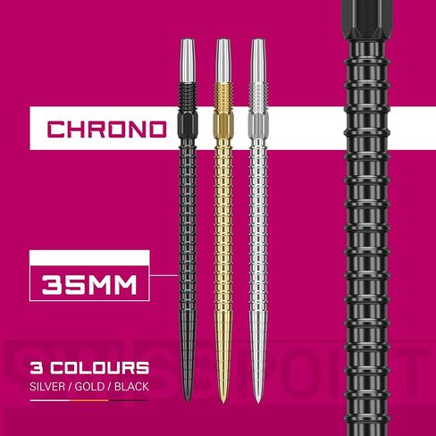 TARGET Darts Swiss Point Dart Points, Chrono (3 Pack Set of Tips) 26MM/30MM/35MM/40MM – Gold/Silver/Black | Change Dart Points, Swiss Storm Points, Professional Darts Accessories in Saudi Arabia