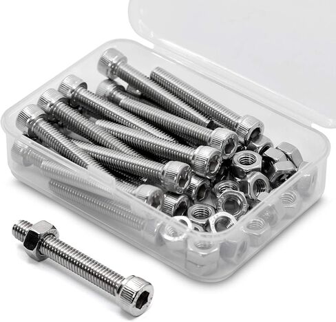 (15 Sets) M8 x 30mm Bolts and Nuts Kit Socket Head Cap Screws AISI 304 Stainless Steel (18-8),Full Thread, Bright Finish in Kuwait