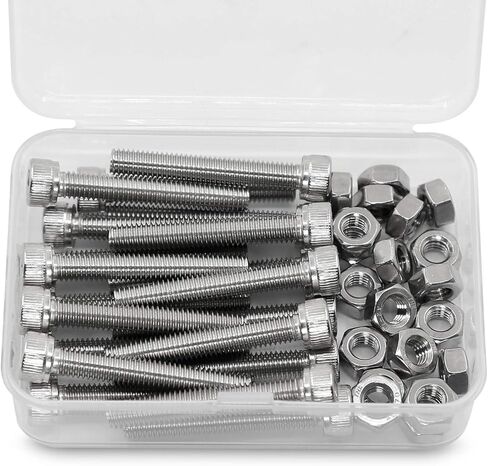(15 Sets) M8 x 30mm Bolts and Nuts Kit Socket Head Cap Screws AISI 304 Stainless Steel (18-8),Full Thread, Bright Finish in Kuwait