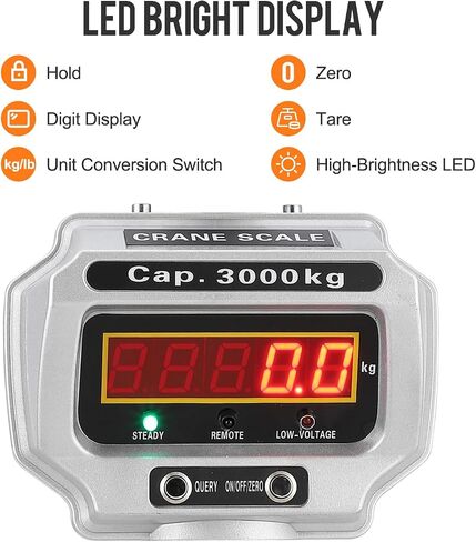 ميزان معلق، 11000 رطل (5000 كجم) ميزان صناعي عالي التحمل مع جهاز تحكم عن بعد، شاشة LED، مقياس رافعة إلكتروني عالي الدقة من الألومنيوم للمزرعة والبناء والمصنع in Saudi Arabia