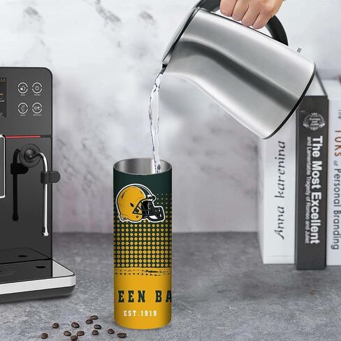 20oz Football Green Bay Stainless Steel Tumbler with Lid and Straw for Football Fans Gifts,Football City Team Color Year Skinny Travel Tumbler Cup for Men Women Keeps Drinks Cold & Hot in Saudi Arabia