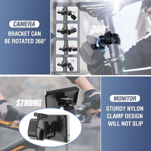 مرآة دراجة المقود PARKVISION، كاميرا رؤية خلفية للدراجة مع مظلة شمسية مضادة للوهج، شاشة 4.3 بوصة HD 1080P، بطارية 8000 مللي أمبير، رؤية زاوية واسعة 120 درجة، كاميرا الدراجة للجبال، الدراجة الإلكترونية، دراجة الطريق in Kuwait