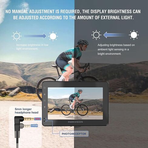 مرآة دراجة المقود PARKVISION، كاميرا رؤية خلفية للدراجة مع مظلة شمسية مضادة للوهج، شاشة 4.3 بوصة HD 1080P، بطارية 8000 مللي أمبير، رؤية زاوية واسعة 120 درجة، كاميرا الدراجة للجبال، الدراجة الإلكترونية، دراجة الطريق in Kuwait