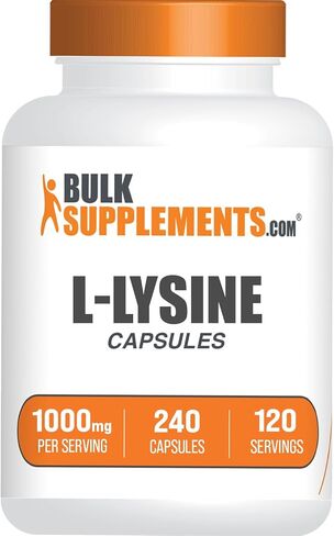 BulkSupplements.com L-Lysine HCl Capsules - Lysine Supplement, Lysine 1000mg Capsules - for Immune Support, Gluten Free, 2 Capsules per Serving, 240 Capsules (Pack of 1) in Kuwait