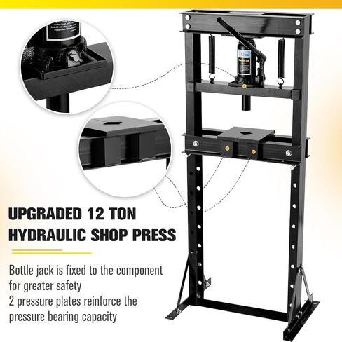 6-Ton Hydraulic Press, Heavy Duty H-Frame Benchtop Hydraulic Shop Press with Press Plates, Adjustable Working Table Height, Black in Saudi Arabia