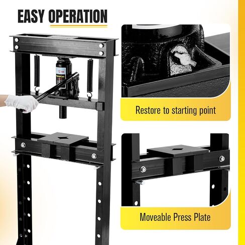 6-Ton Hydraulic Press, Heavy Duty H-Frame Benchtop Hydraulic Shop Press with Press Plates, Adjustable Working Table Height, Black in Saudi Arabia
