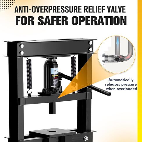 6-Ton Hydraulic Press, Heavy Duty H-Frame Benchtop Hydraulic Shop Press with Press Plates, Adjustable Working Table Height, Black in Saudi Arabia