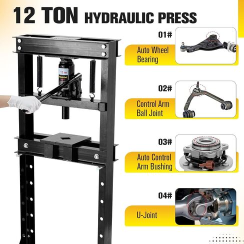 6-Ton Hydraulic Press, Heavy Duty H-Frame Benchtop Hydraulic Shop Press with Press Plates, Adjustable Working Table Height, Black in Saudi Arabia