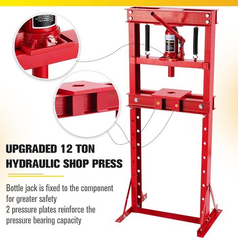 6-Ton Hydraulic Press, Heavy Duty H-Frame Benchtop Hydraulic Shop Press with Press Plates, Adjustable Working Table Height, Black in Saudi Arabia