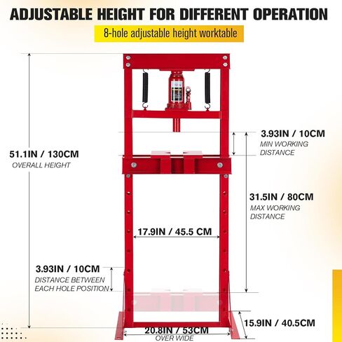 6-Ton Hydraulic Press, Heavy Duty H-Frame Benchtop Hydraulic Shop Press with Press Plates, Adjustable Working Table Height, Black in Saudi Arabia