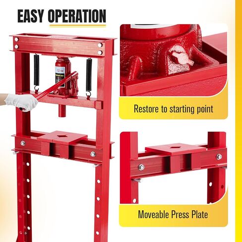 6-Ton Hydraulic Press, Heavy Duty H-Frame Benchtop Hydraulic Shop Press with Press Plates, Adjustable Working Table Height, Black in Saudi Arabia