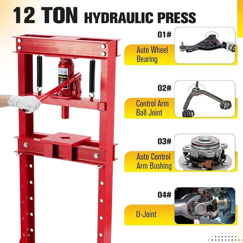 6-Ton Hydraulic Press, Heavy Duty H-Frame Benchtop Hydraulic Shop Press with Press Plates, Adjustable Working Table Height, Black in Saudi Arabia