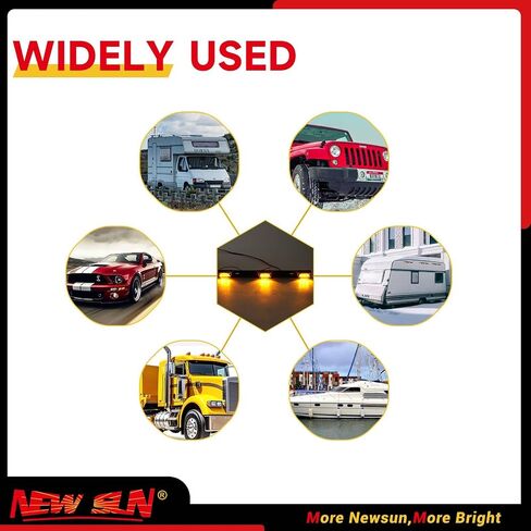 NEW SUN 15" 3 Lights 9 LED Identification Light Bar - 2 Pcs Amber Clearance Waterproof, Black Stainless Steel Braket, Surface Mount Sealed ID Indicator for Trucks Trailers Camper RVs in Saudi Arabia