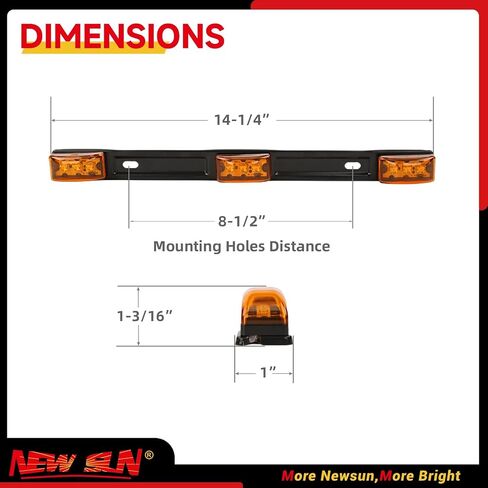 NEW SUN 15" 3 Lights 9 LED Identification Light Bar - 2 Pcs Amber Clearance Waterproof, Black Stainless Steel Braket, Surface Mount Sealed ID Indicator for Trucks Trailers Camper RVs in Saudi Arabia