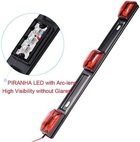 NEW SUN 15" 3 Lights 9 LED Identification Light Bar - 2 Pcs Amber Clearance Waterproof, Black Stainless Steel Braket, Surface Mount Sealed ID Indicator for Trucks Trailers Camper RVs in Saudi Arabia