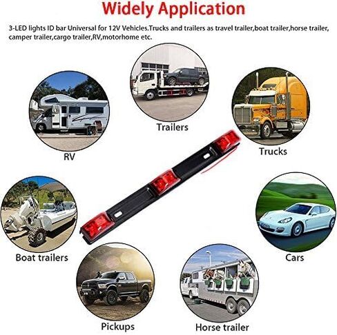 NEW SUN 15" 3 Lights 9 LED Identification Light Bar - 2 Pcs Amber Clearance Waterproof, Black Stainless Steel Braket, Surface Mount Sealed ID Indicator for Trucks Trailers Camper RVs in Saudi Arabia