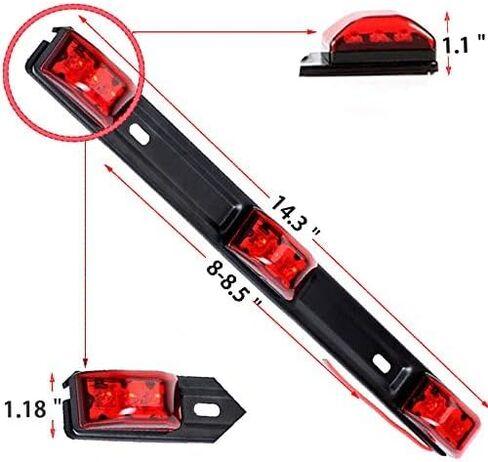 NEW SUN 15" 3 Lights 9 LED Identification Light Bar - 2 Pcs Amber Clearance Waterproof, Black Stainless Steel Braket, Surface Mount Sealed ID Indicator for Trucks Trailers Camper RVs in Saudi Arabia