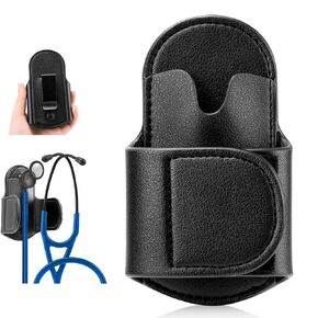 Stethoscope Holder Hip Clip Compatible with Littmann and Most Stethoscopes, PU Leather Stethoscope Holster Stethoscope Holder Scrubs for Physicians Nurse EMT, Stethoscope Holder Waist for Neck Relief