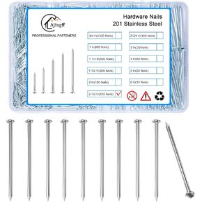 120PCS Stainless Steel Hardware Nails with Storage Box, 2-1/2Inch Flat Head Nails for Hanging Pictures and Woodworking, Picture Hanging Nails, Long Nails, Wall Nails, Wood Nails, Finishing Nails