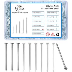 150PCS Stainless Steel Hardware Nails with Storage Box, 2 Inch Flat Head Nails for Hanging Pictures and Woodworking, Picture Hanging Nails, Long Nails, Wall Nails, Wood Nails, Finishing Nails