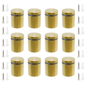 Glass Standoff Bolts 1/2" Dia Advertising Screw Nails 1.3"/33mm Length Gold Wall Mount Sign Holders for Acrylic Signs -12pcs