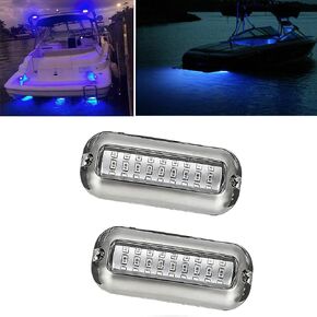 قطعتان من مصابيح LED للقوارب البحرية الحمراء، 27 مصباح LED مقاوم للماء IP68 من الفولاذ المقاوم للصدأ على سطح القارب، مصابيح عائمة للقوارب العابرة لليخوت ومقطورة لليخوت وإضاءة داخلية للملاحة، 1200 لومين