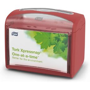Tork Xpressnap® Tabletop Napkin Dispenser Red N4, Signature Range, 6.7" x 7.9" x 5.6", 6236100