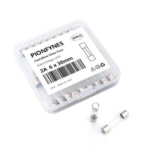 (Pack of 20) 2A Fast-Blow Fuse 2Amp 250V Glass Fuses 0.24 x 1.18 inch / 6 x 30 mm(2Amp) (F2AL, 250V)
