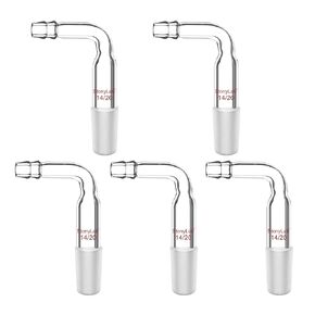 stonylab Bent Inlet Adapter, 5 Pack Borosilicate Glass Bent Inlet Adapter with 14/20 Joint and Hose Connection Lab Glassware