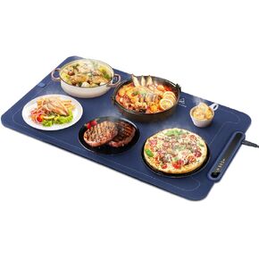 Large Electric Warming Tray, 3 Temp Levels Food Warmer Silicone Heating Tray with Child Safety Lock, Auto-Shutoff, Full Surface Heating Food Warming Mat for Gatherings, Parties