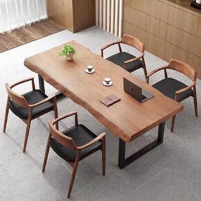 Solid Wood Office Desk, Dining Table, Desk -55 to 62 inches, Modern Farmhouse Design, can accommodate 2-8 People, Easy to Assemble, Ideal for Learning, Writing, and Dining. (55 inches)