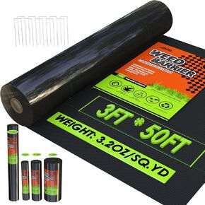 3x100FT Weed Barrier Landscape Fabric Heavy Duty, 3.2oz Durable Geotextile Fabric, Block Gardening Ground Cover Weed Mat, Weed Control Garden Cloth for Landscaping, French Drains, Yard Driveway