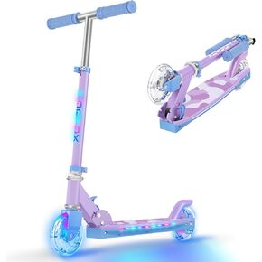 TONBUX Scooters for Kids 5-7, Kids Scooter with Cool Light Up Stem, Wheels, and Deck, 3 Level Adjustable Height Kick Scooter, Foldable and Lightweight Scooter for Kids 8-12