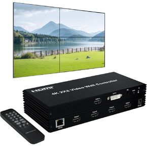 4K 2x2 HDMI Video Wall Controller 2x1, 1x2, 1x3, 3x1, 1x4, 4x1 Supports 180 Degree Rotate Video Wall Controller 2x2 4K with 11 Splicing Modes RS232 Audio Extraction Wall Controller Processor