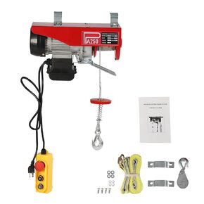 Electric Hoist 440LBS with Wired Remote Control & Single/Double Slings Electric Winch, Attic Hoist, Steel Electric Lift, 110V Electric Hoist for Lifting in Factories, Warehouses, Construction Site